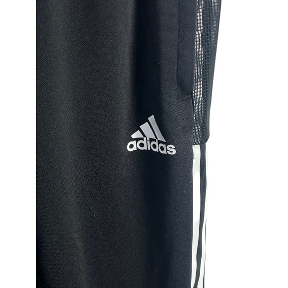 Adidas Mens Black Tapered Joggers With Bold Side Logo Stripes Athleisure Gym - Picture 6 of 10